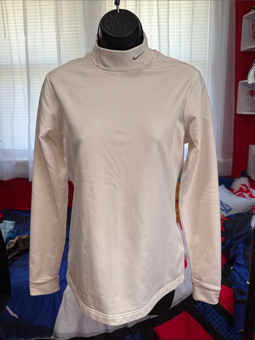 Nike Cream Mock Neck Long Sleeve Top